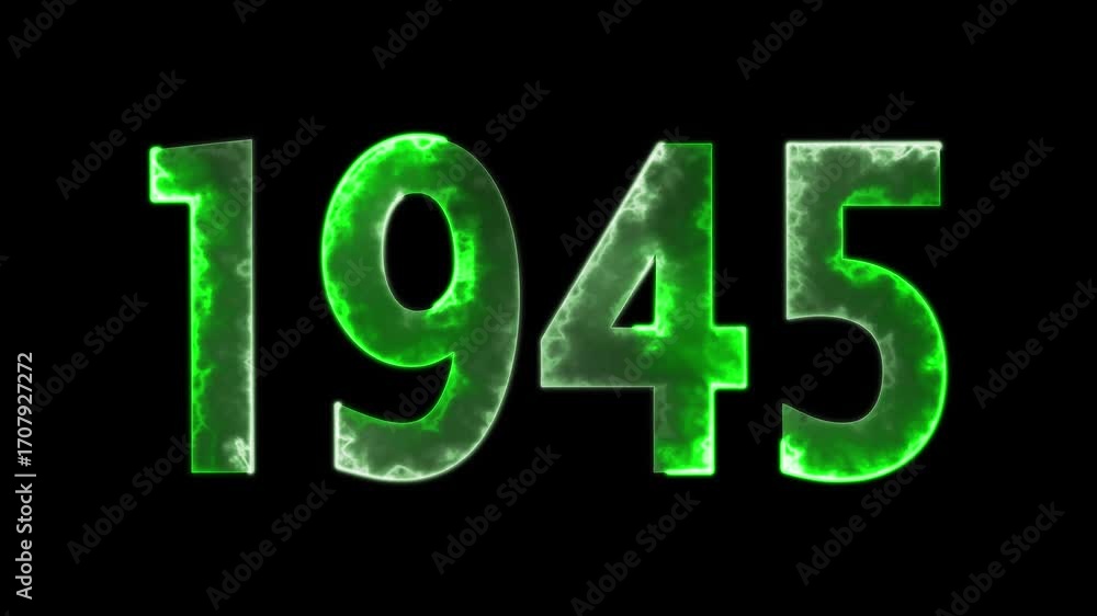 Poster 1945 neon line text animation. 1945 year text effect with neon glow. colorful 1945 typography effect