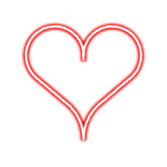 Red neon heart on, Vivid glowing lavender border isolated on transparent background. Shine glow light electric pink neon sign Banner, Mockup, presentation, Design element, PNG