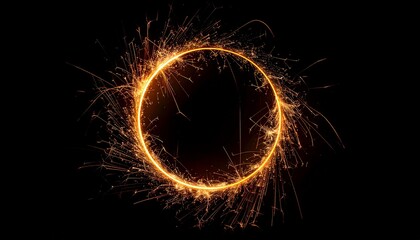 A ring of fire sparks glows brightly against a dark background, creating a dazzling circular effect