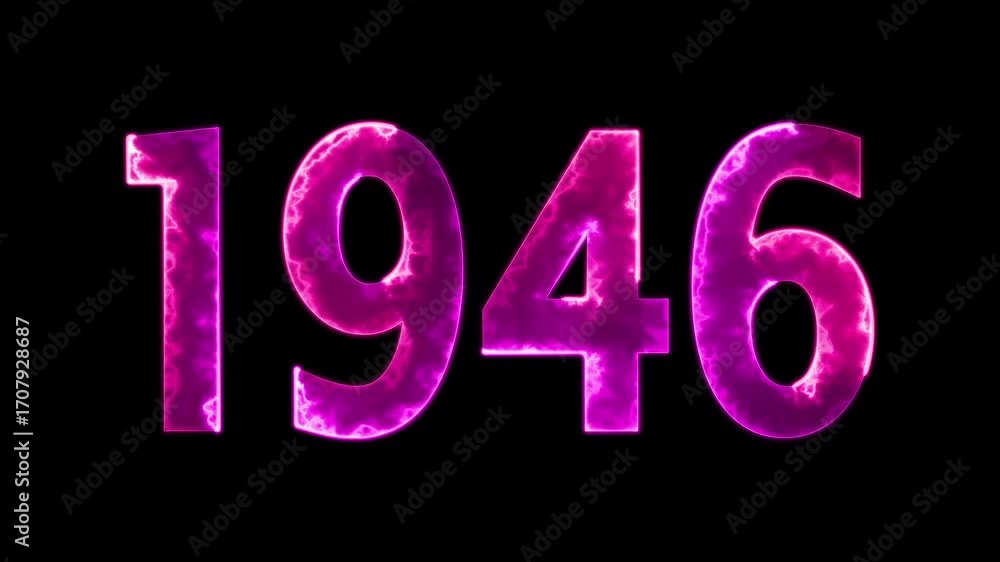 Aufkleber 1946 neon line text animation. 1946 year text effect with neon glow. colorful 1946 typography effect