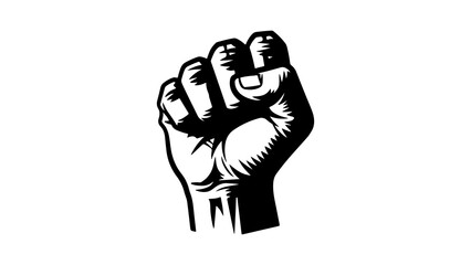 Raised fist symbol with transparent background