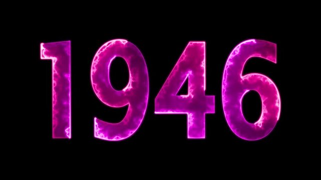 1946 neon line text animation. 1946 year text effect with neon glow. colorful 1946 typography effect. concept of counting years. past year technology concept.
