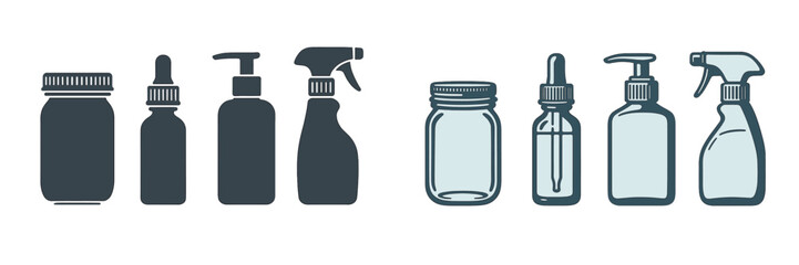 Reusable and refillable bottles, jars, and containers for eco-friendly home, beauty, and personal care products