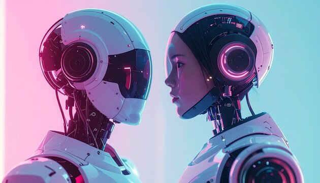 Isolated Transparent Background Robots Futuristic AI Companions Backgroundless Image