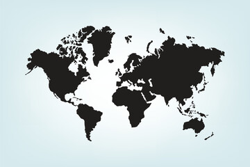 World Map Silhouette Black Continent Outline