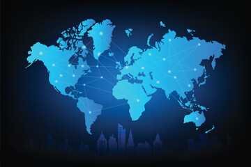 Global Network Connection World Map