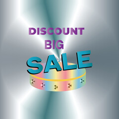 Big Sale Discount Announcement with 3D Text on Metallic Gradient Background promotion offer