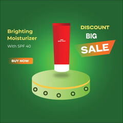 Brightening Moisturizer with SPF 40 on Green Podium with Sale Promotion skincare spf 40
