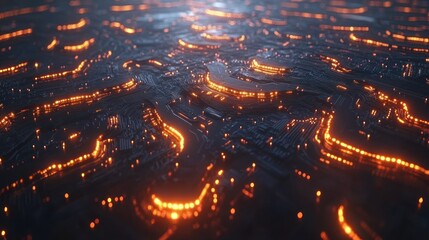 Abstract, glowing circuit board texture