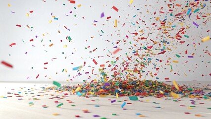 Fototapeta premium A colorful splash of confetti and paint creates a fun and festive party decoration