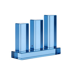 3d icon rising blue financial bar chart on white background 