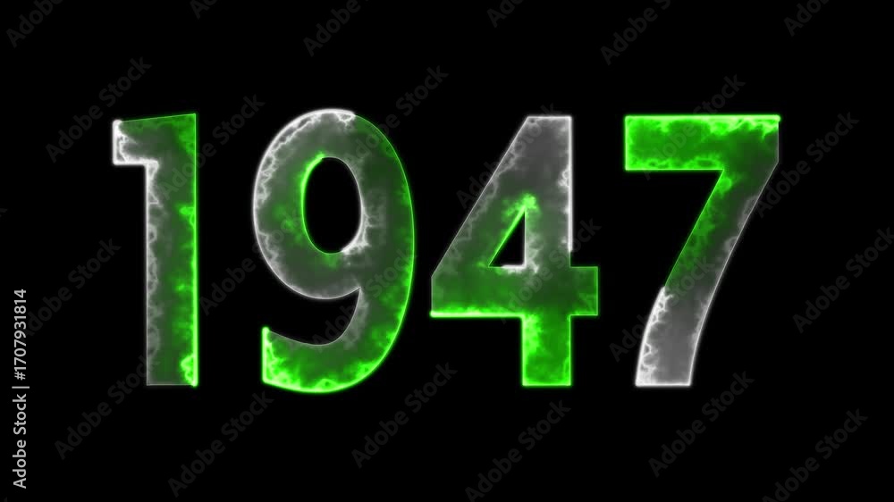 Poster 1947 neon line text animation. 1947 year text effect with neon glow. colorful 1947 typography effect