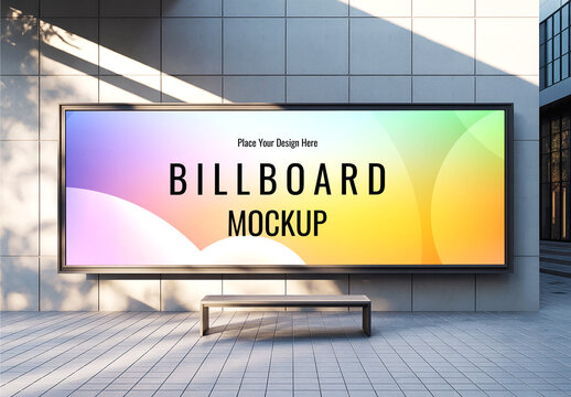 Modern Outdoor Billboard Mockup with Abstract Gradient