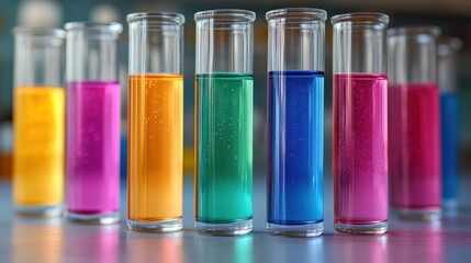 Colorful test tubes filled with liquids