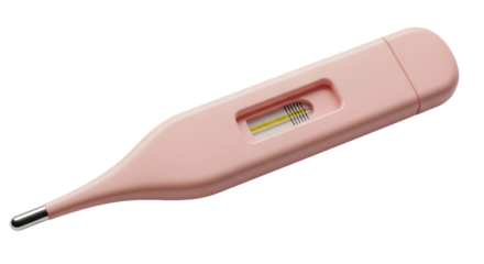 Isolated pink digital thermometer for measuring body temperature and checking for fever