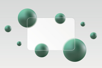 Minimalist design with a transparent frame and green balls. Eps 10