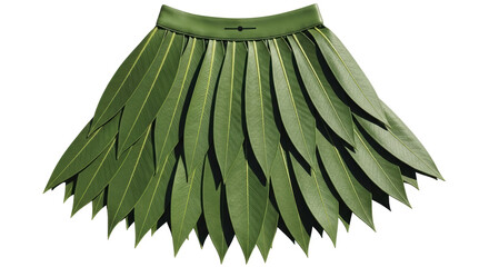 Isolated Hula Skirt – tropical green leaves arranged in a grass skirt for costume design