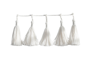  Minimalist White Cotton Tassel Fringe, Flat Lay Design, Transparent PNG 