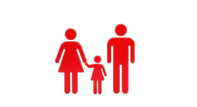 Isolated symbol of a nuclear family consisting of a mother, father, and child together