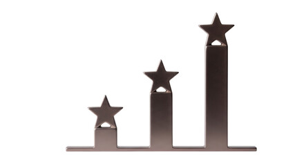 Isolated achievement concept with rising star graph representing growth and success chart