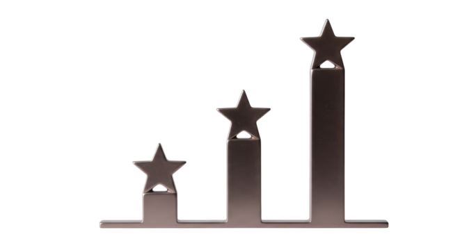 Isolated achievement concept with rising star graph representing growth and success chart