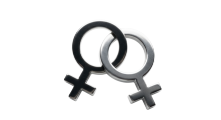 Isolated linked female gender symbols representing lesbian love, sexual orientation equality