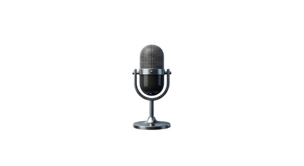 Isolated classic retro style microphone used in broadcasting and radio industry