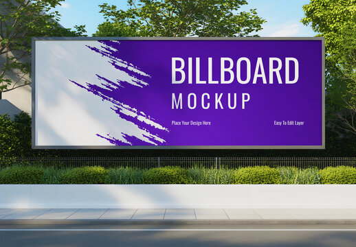 Outdoor Billboard Mockup with Purple Design