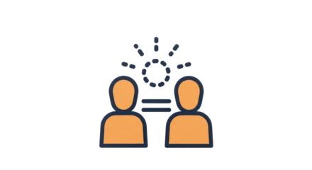 Isolated Idea sharing, equal concept, team creativity, brainstorming, lightbulb metaphor