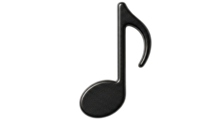 Isolated eighth note in dark gray color used in music notation and education art design