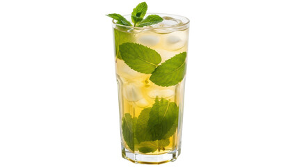 Isolated Glass of Iced Mint Tea
