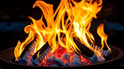 Abstract glowing orange flame streaks with dark contrasting background photographed using wide 24mm lens, high-resolution sharpness, controlled lighting balance