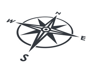 Compass graphic icon. Wind rose sign. Compass in perspective symbol isolated on white background. Vector illustration