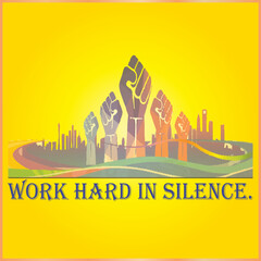 Work Hard in Silence &ndash; Motivational Quote Typography with Modern Gradient Background Vector Illustration.
