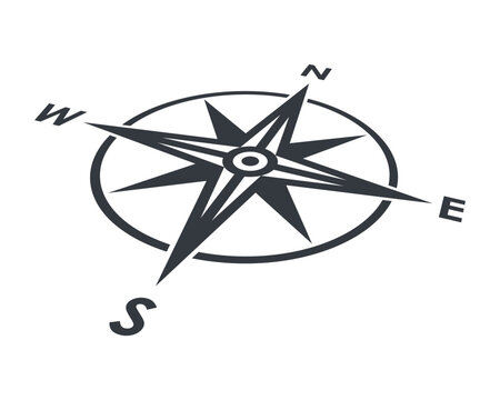 Compass graphic icon. Wind rose sign. Compass in perspective symbol isolated on white background. Vector illustration