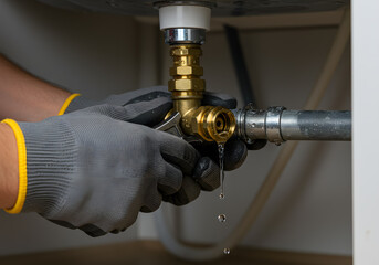 A Plumber Fixing a Leaking Pipe