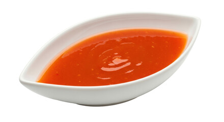 Isolated spicy chili sauce in ceramic bowl, Asian food condiment, Thai cuisine element