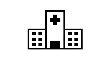 Hospital Icon A Simple Black and White Graphic Representing Healthcare and Medical Facilities