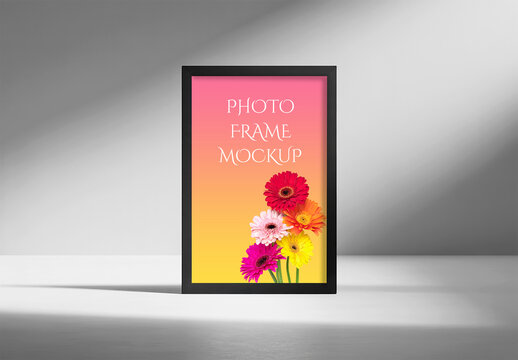 Vertical Photo Frame Mockup with Realistic Shadow