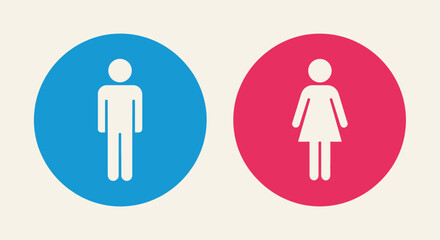 Fototapeta premium Gender Symbol Icons Modern Blue and Pink Circular Toilet Signage for Public Restrooms