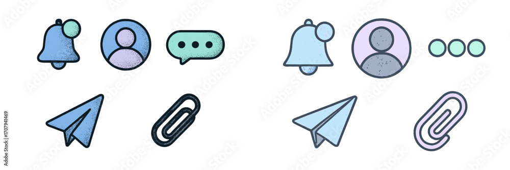 Poster comprehensive collection of user interface icons for modern digital communication and social media a