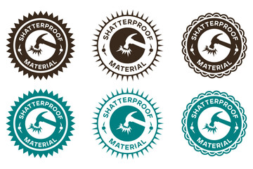 Shatterproof Material Icon Badge Design Set for Product Labeling