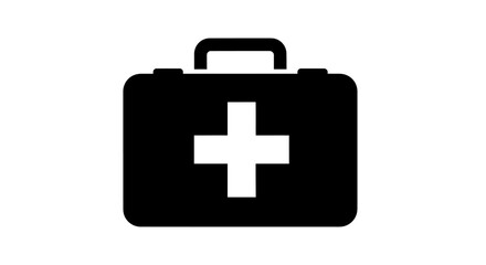 Obraz premium Simple black silhouette of a medical first-aid kit.