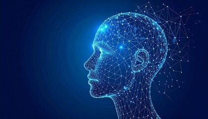 Artificial Intelligence A Vision of the Future, Human Head, Network and Digital Connection