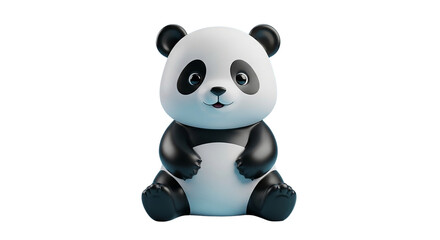 Naklejka premium A charming panda cub sits contentedly its black and white fur shining ready for a hug on on transparent background