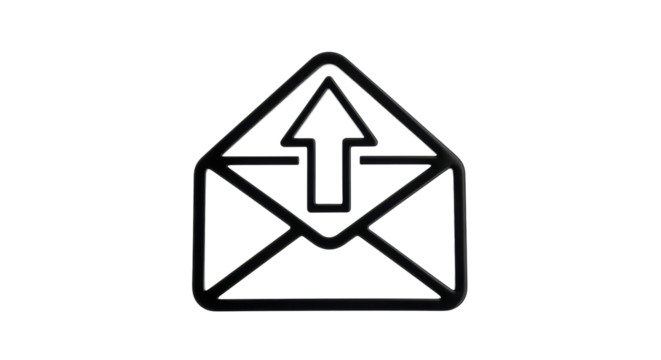 Isolated Envelope with Arrow Icon representing sending email or file upload concept