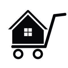 A 3D shopping cart icon with a house and a sale sign is a great illustration for a real estate business