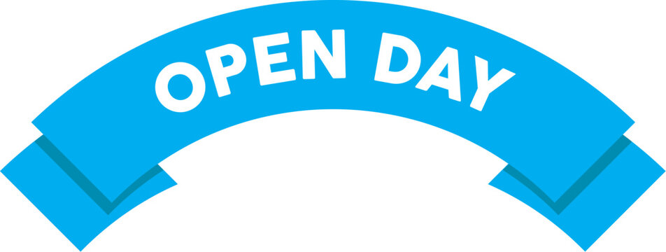 Vector illustration of a blue ribbon with 'Open Day' text. Ideal for invitations, announcements, and promotions. It represents events, marketing, and communication. - Powered by Adobe