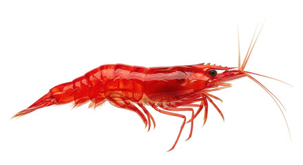 Isolated red cherry shrimp Neocaridina davidi, bright freshwater aquarium hobby specimen