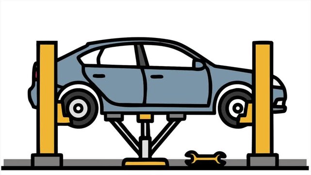 vector animated modern car  auto repair shop symbolizing vehicle maintenance and service